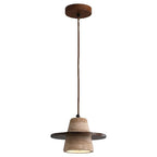 Travertine Medieval Wood Stone Pendant Light