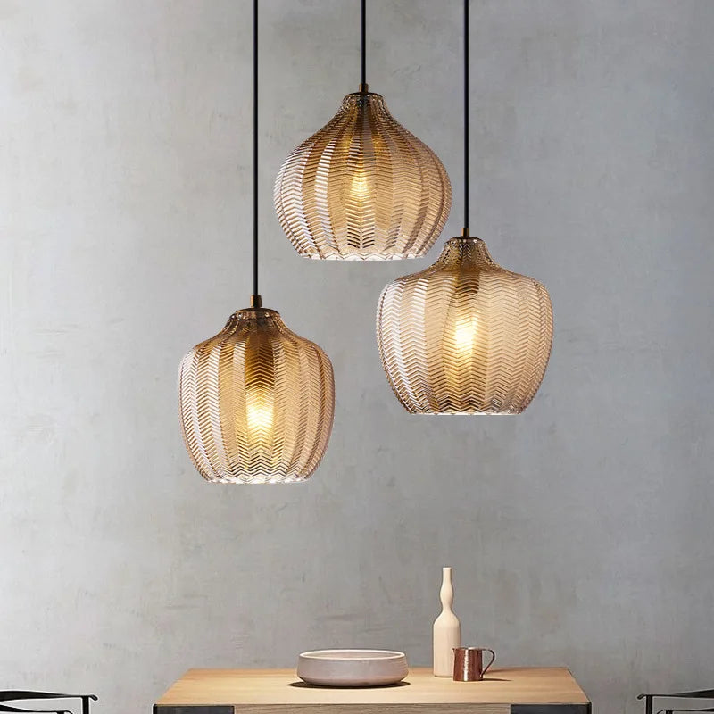 Nordic Style Wavy Glass Pendant Ceiling Light
