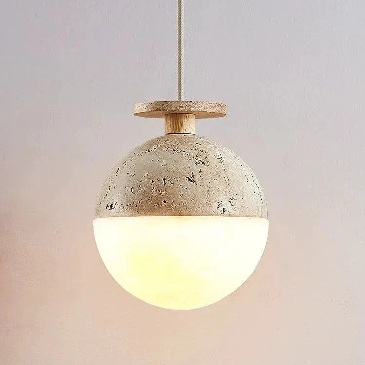 Travertine Hanging Ball Pendant Light