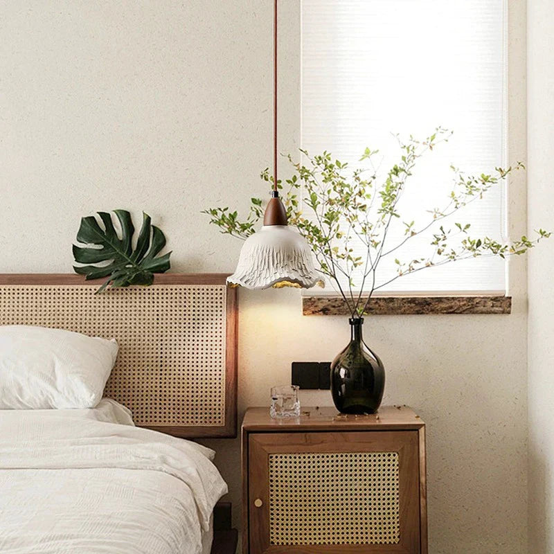 Cream Retro Cement Flower Pendant Light