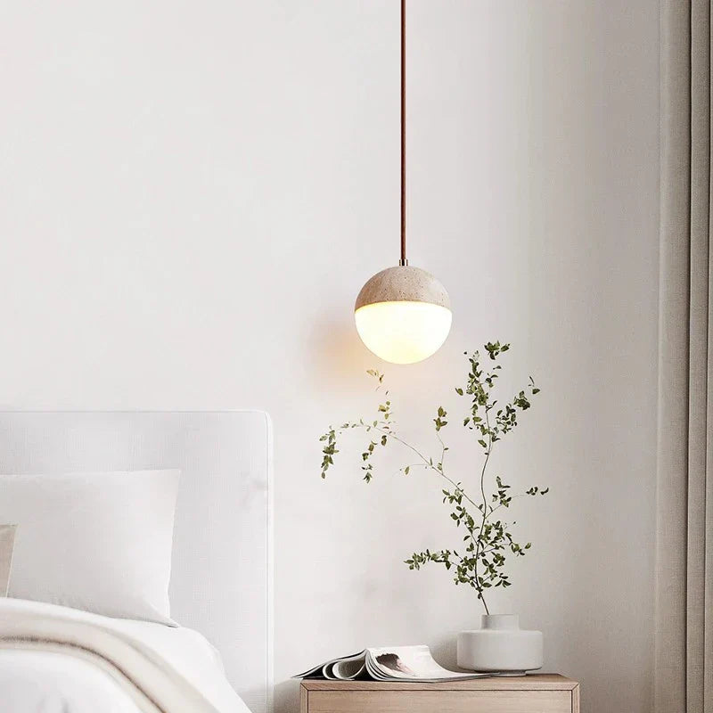 Travertine Ball Pendant Light