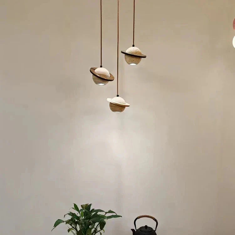 Travertine Planet Pendant Light