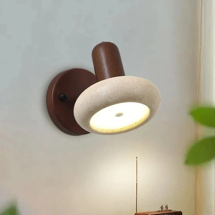 Travertine Rotatable Round Stone LED Wall Light