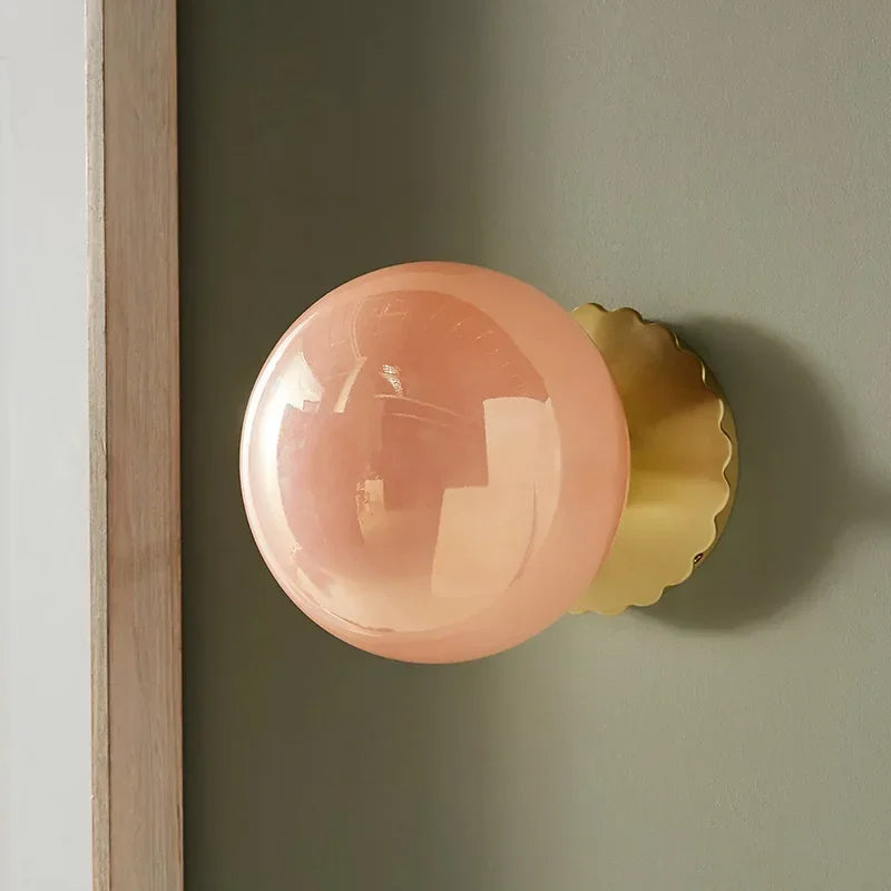 Nordic Pink Pearl Ball Wall Light