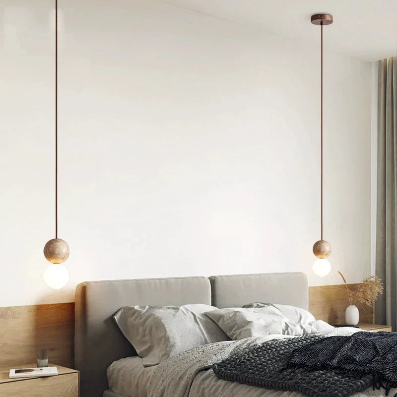 Travertine Stone Cream Retro Minimalist LED Pendant Light