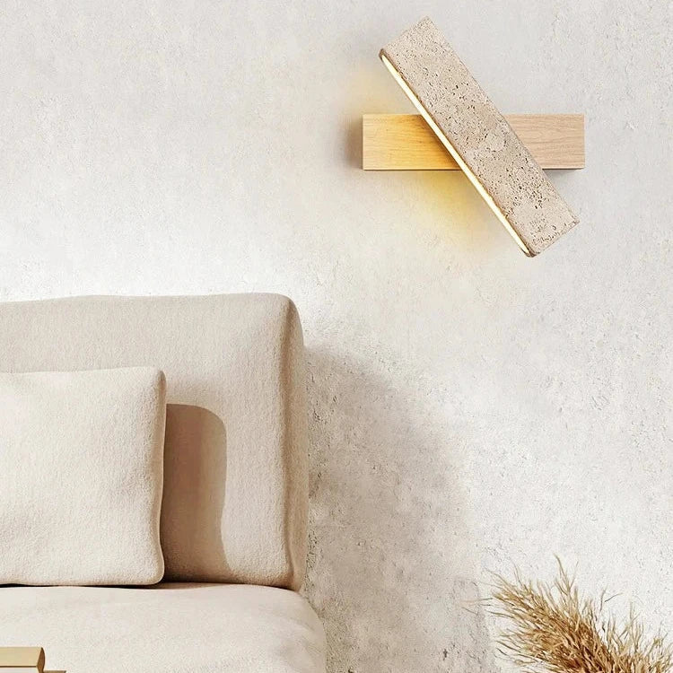 Travertine Wood Rotatable LED Wall Light