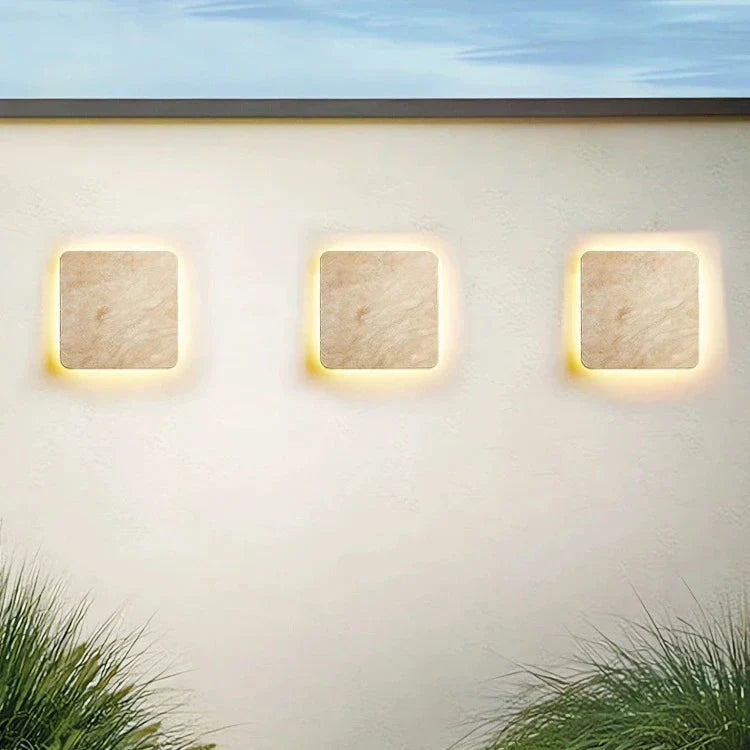 Square Travertine Outdoor Wall Light
