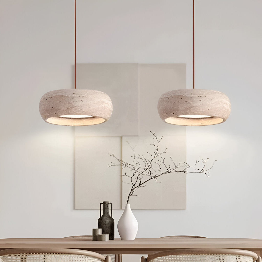 Wabi Sabi Style Travertine Stone Pendant Light