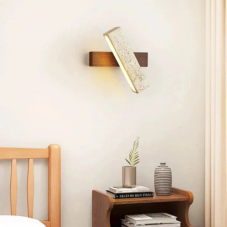 Travertine Wood Rotatable LED Wall Light