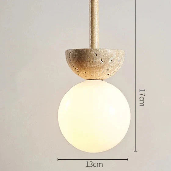 Round Travertine LED Pendant Light
