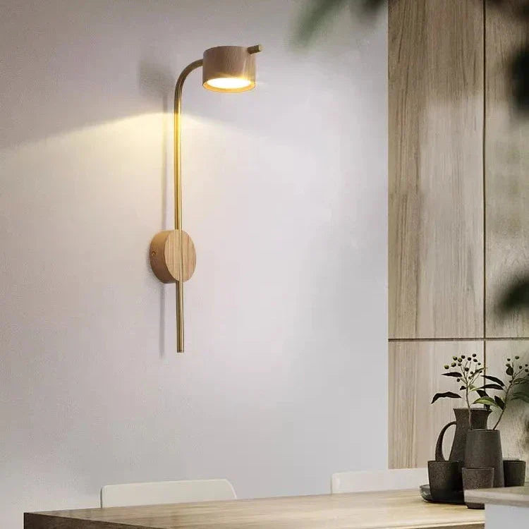 Wood Accent Bedside LED Wall Light