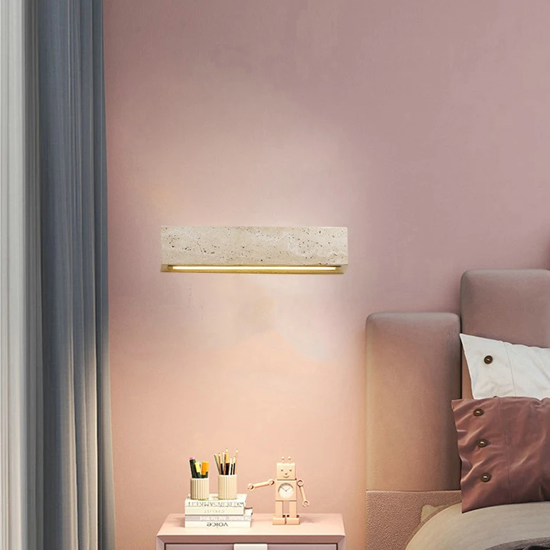 Modern Creative Yellow Travertine Stone Wall Light
