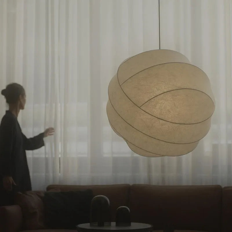 Wabi Sabi Silk Ball Japandi Pendant Light