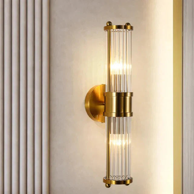 The Lumina Bloom Brass Crystal Japandi Wall Lamp