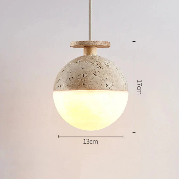 Travertine Hanging Ball Pendant Light