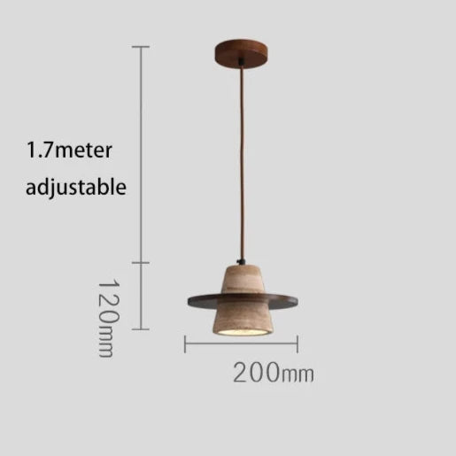 Travertine Medieval Wood Stone Pendant Light