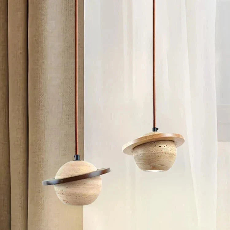 Travertine Planet Pendant Light