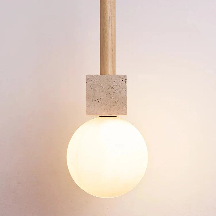 Modern Travertine Cube Pendant Light