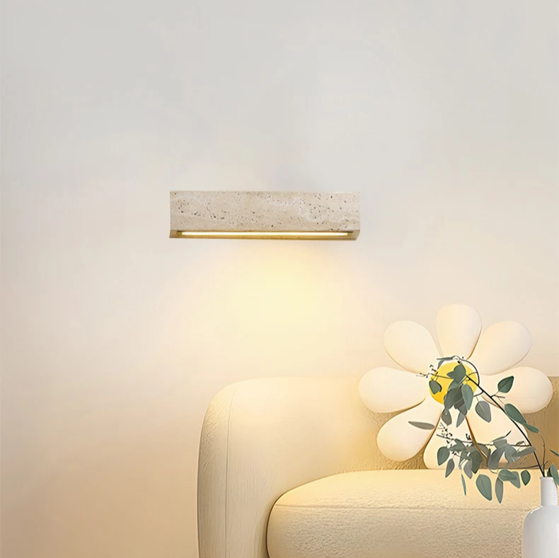 Modern Creative Yellow Travertine Stone Wall Light
