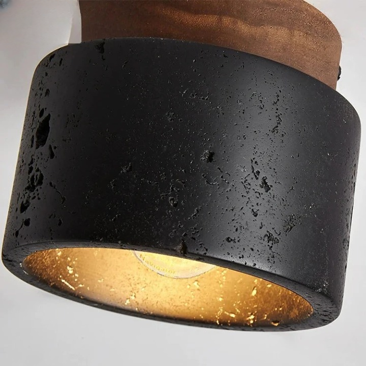 Travertine Mounted Black Stone Ceiling Light Fixture
