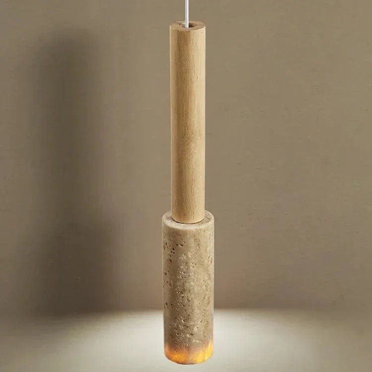 Cream Travertine Long Tube Pendant Light