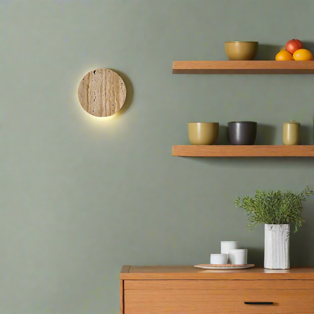 Japanese Wabi Sabi Natural Travertine Stone Wall Light