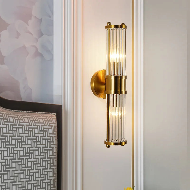 The Lumina Bloom Brass Crystal Japandi Wall Lamp