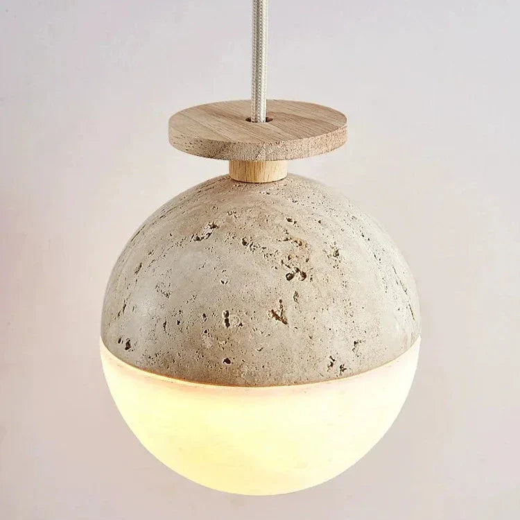 Travertine Hanging Ball Pendant Light