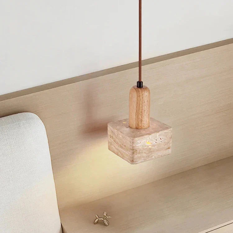 Travertine Square Pendant Light