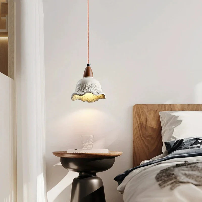 Cream Retro Cement Flower Pendant Light