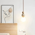 Elegant Glow Cream Stone Bedside Pendant Light