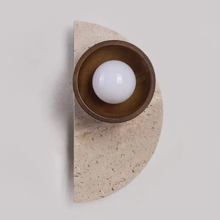 Travertine Half Moon Wall Light