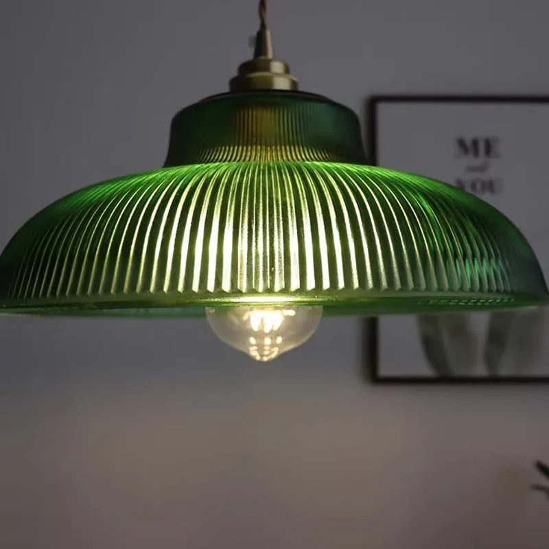 Vintage Green Glass Pendant Light