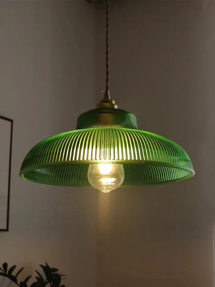 Vintage Green Glass Pendant Light