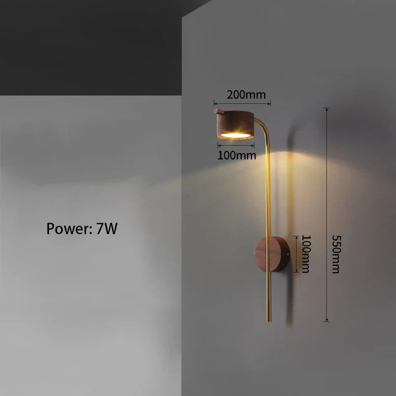 Wood Accent Bedside LED Wall Light