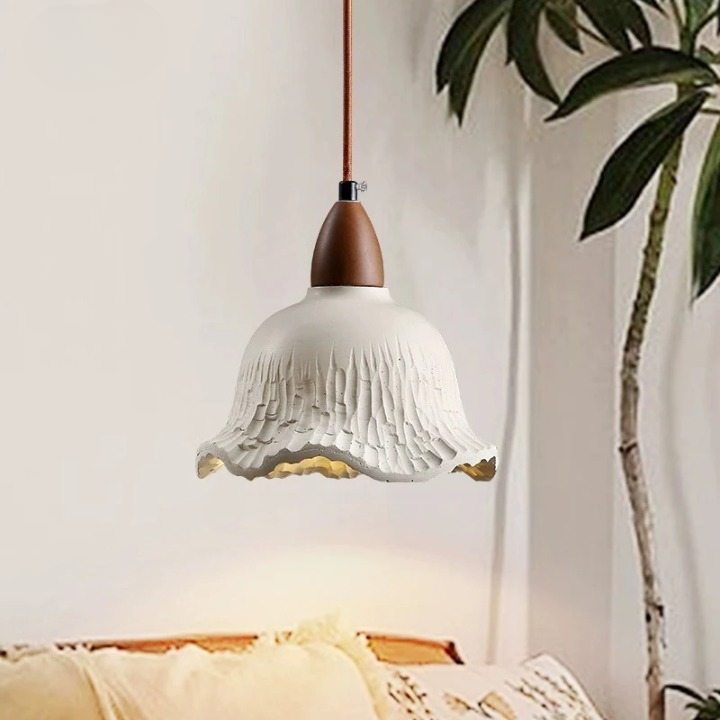 Cream Retro Cement Flower Pendant Light