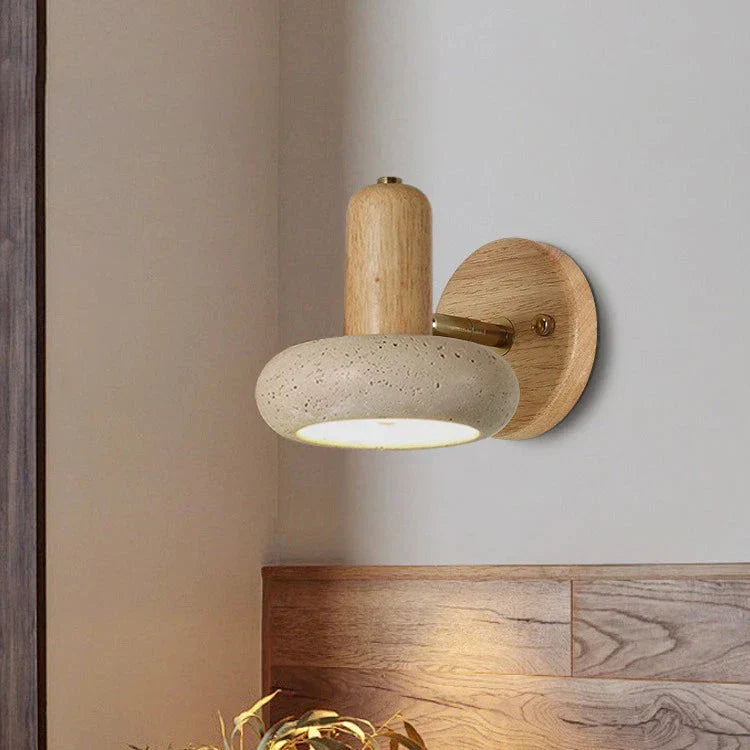 Travertine Rotatable Round Stone LED Wall Light