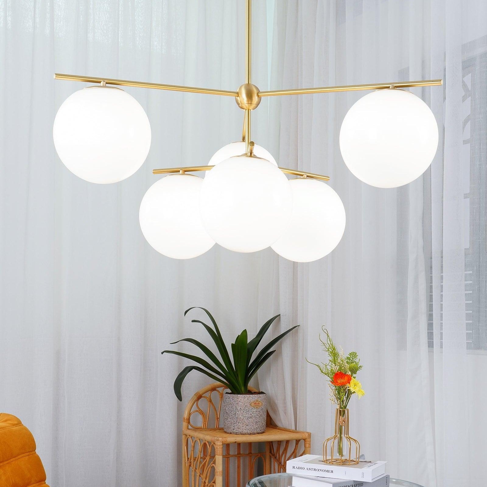Sphere Stem Light Luxury Brass Chandelier