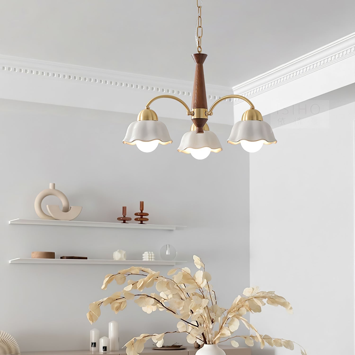 Vittorio Mid Century Copper Ceramic Chandelier