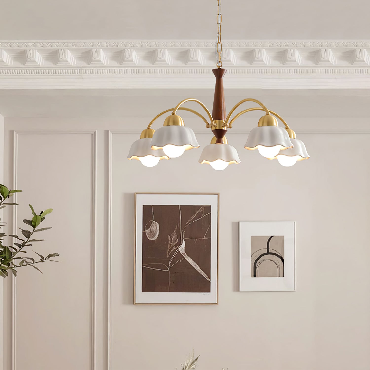 Vittorio Mid Century Copper Ceramic Chandelier