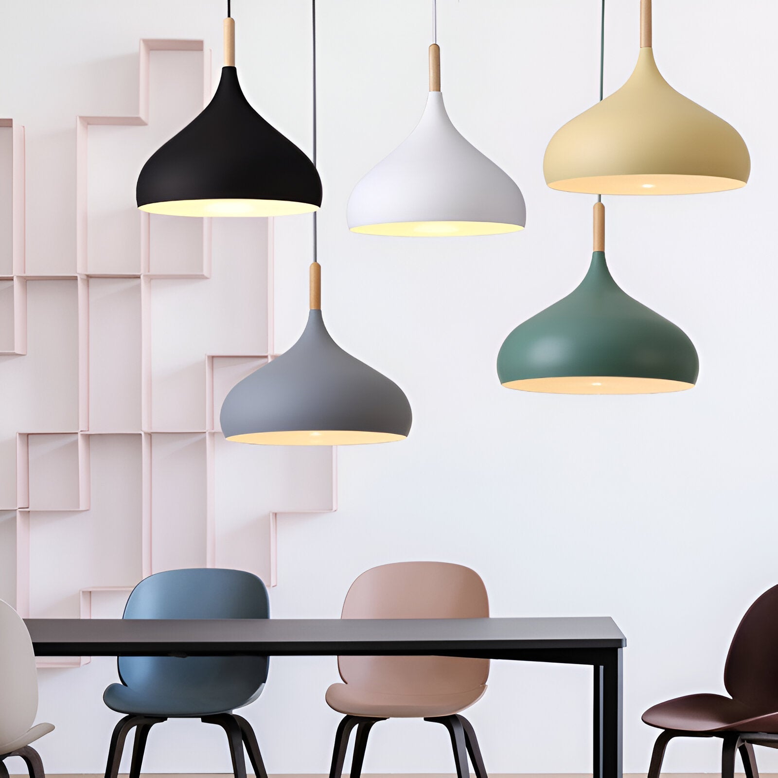 Nordic Wood Macaroon Pendant Light