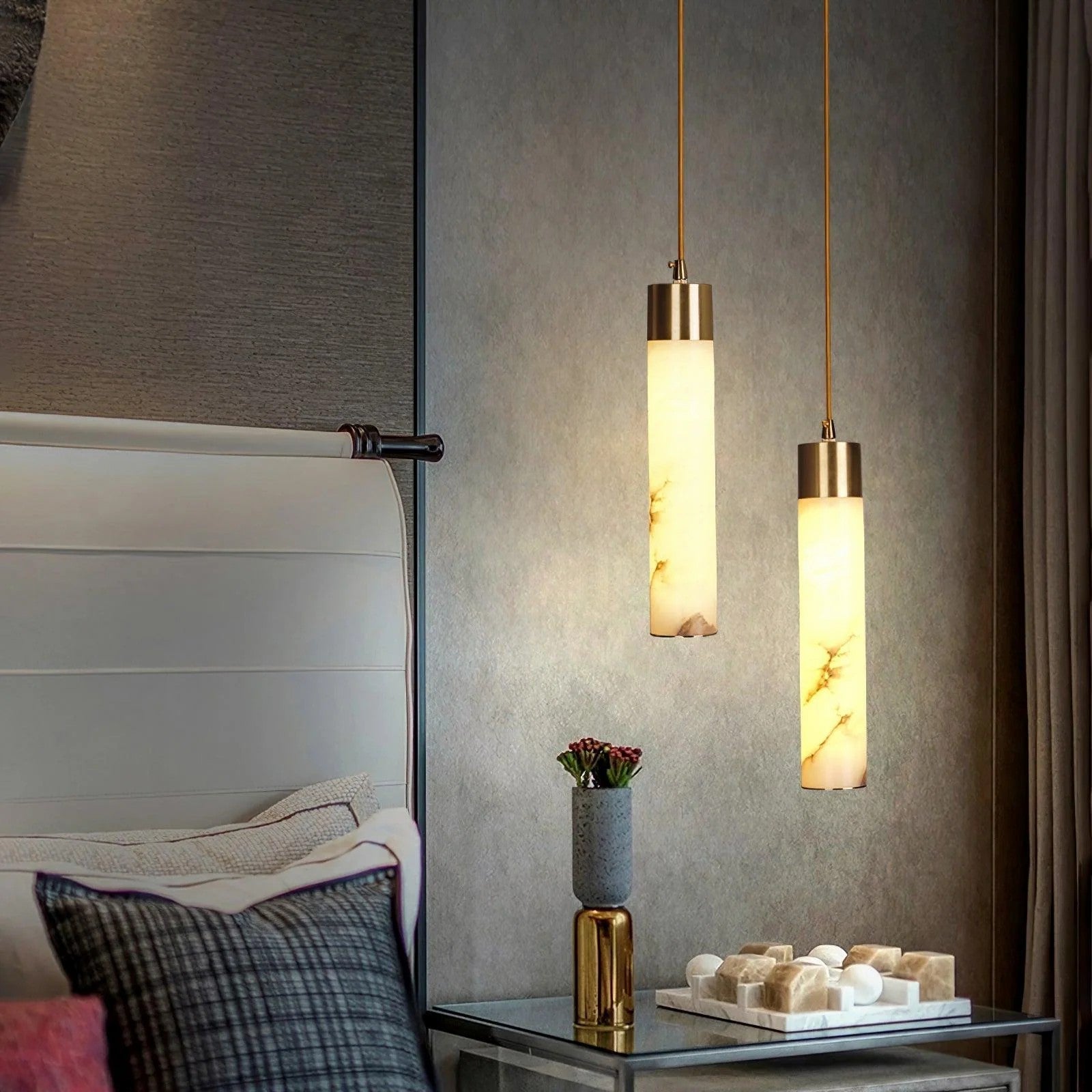 Ethereal Stone Glow Sculptural Style Alabaster Pendant Light