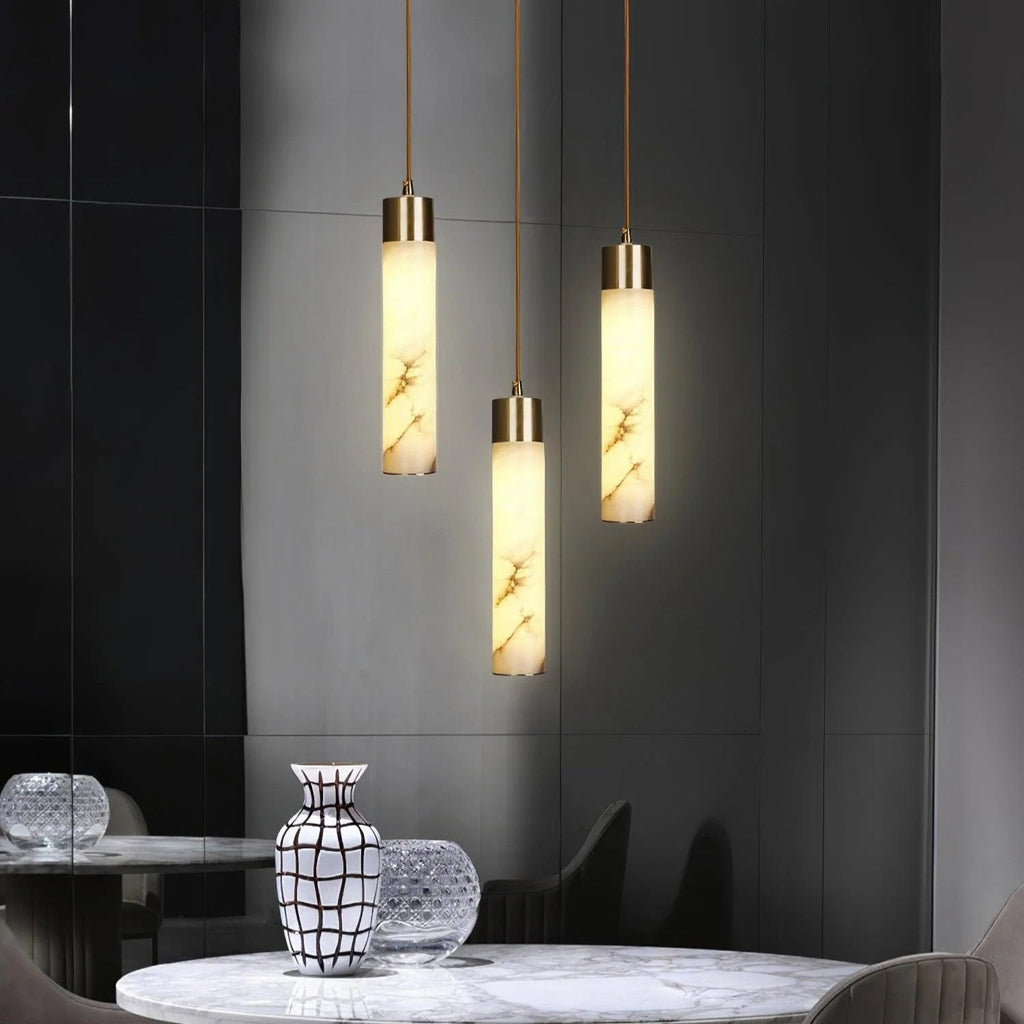 Ethereal Stone Glow Sculptural Style Alabaster Pendant Light