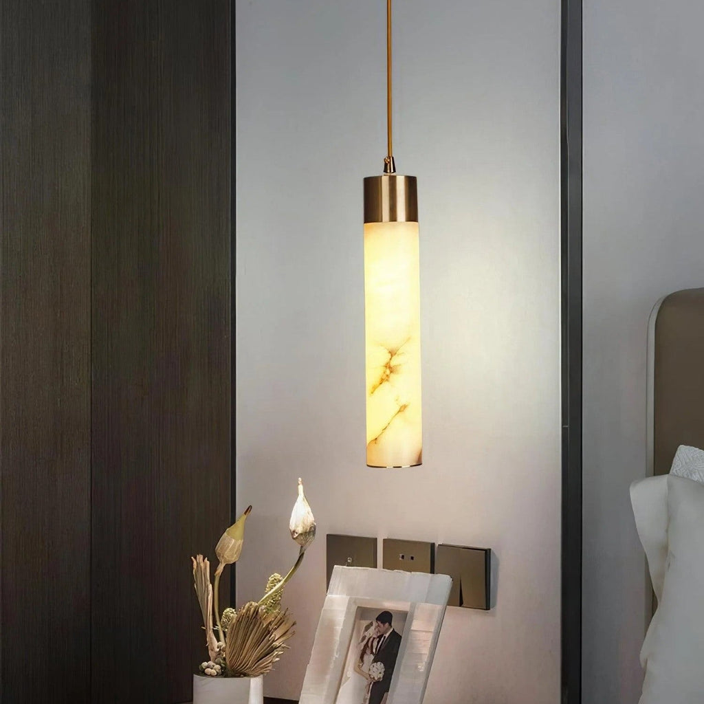 Ethereal Stone Glow Sculptural Style Alabaster Pendant Light