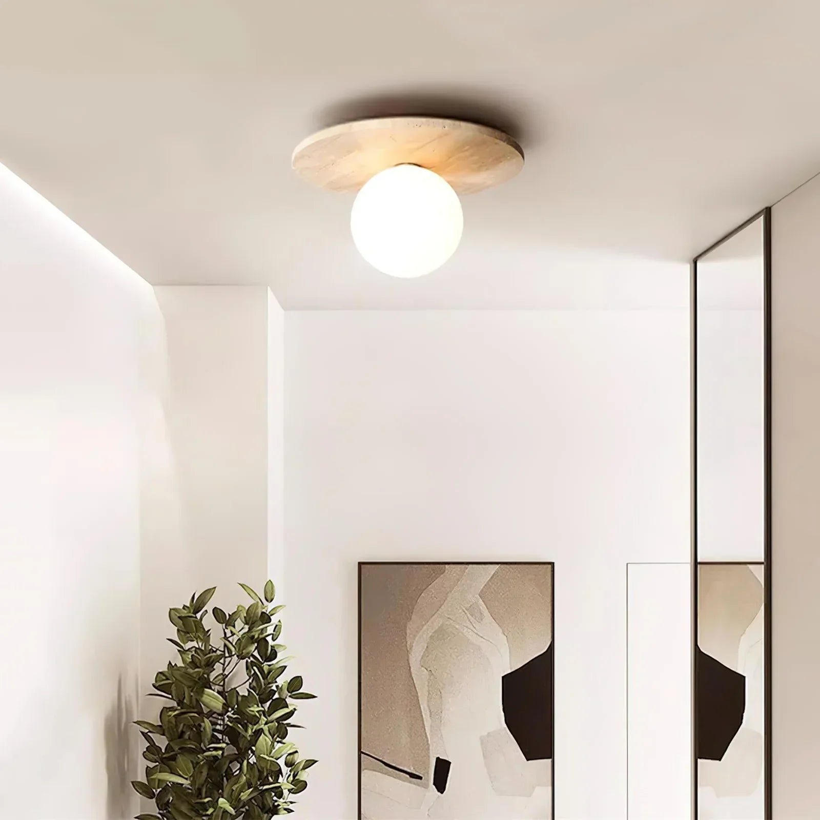 Tanner Essence Travertine Minimalist Ceiling Light