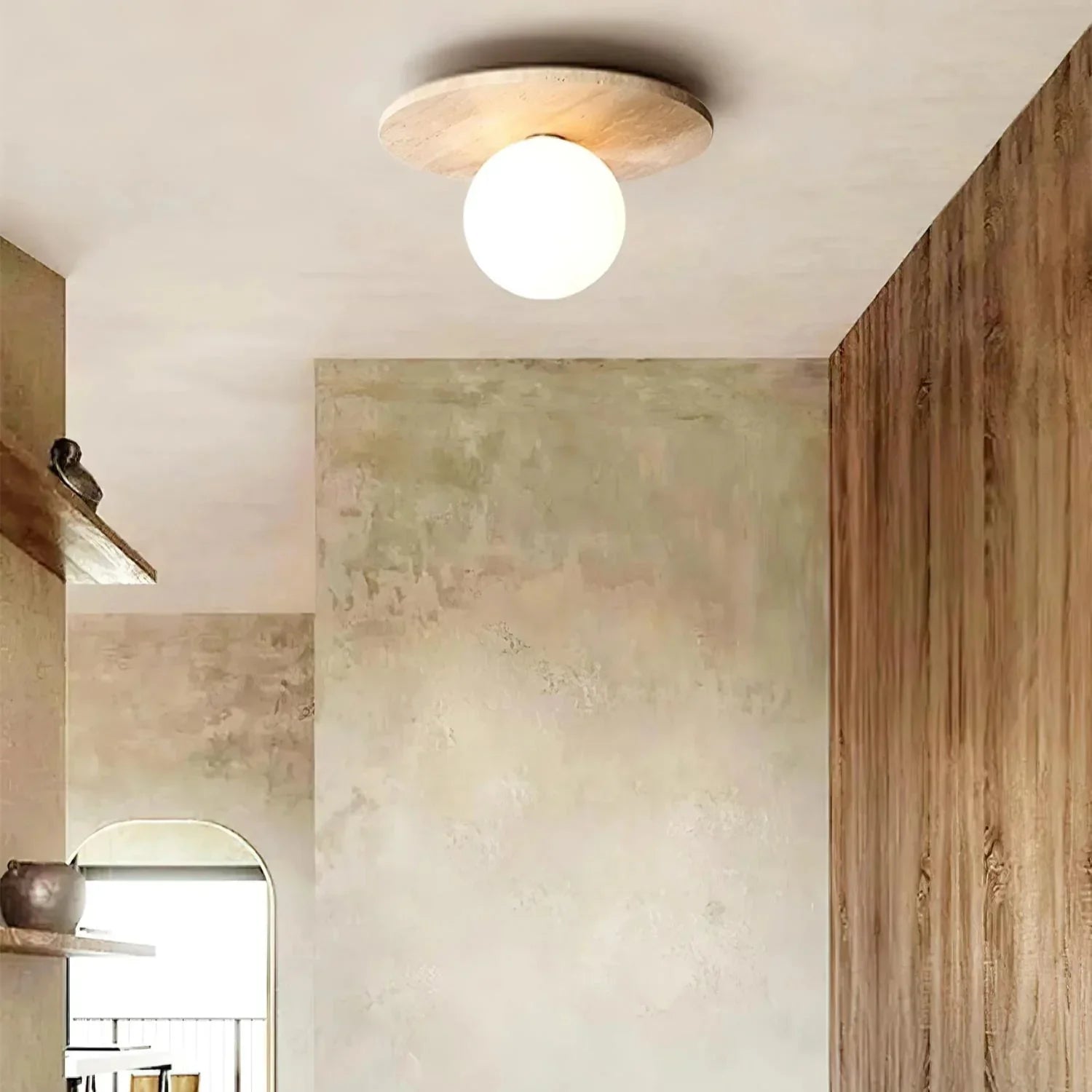 Tanner Essence Travertine Minimalist Ceiling Light