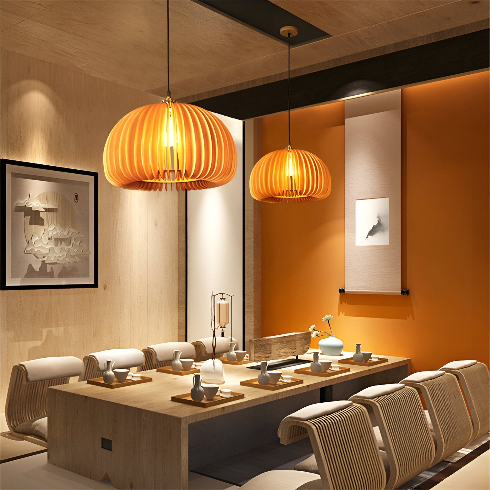 The Wood Pumpkin Sparkle Pendant Light