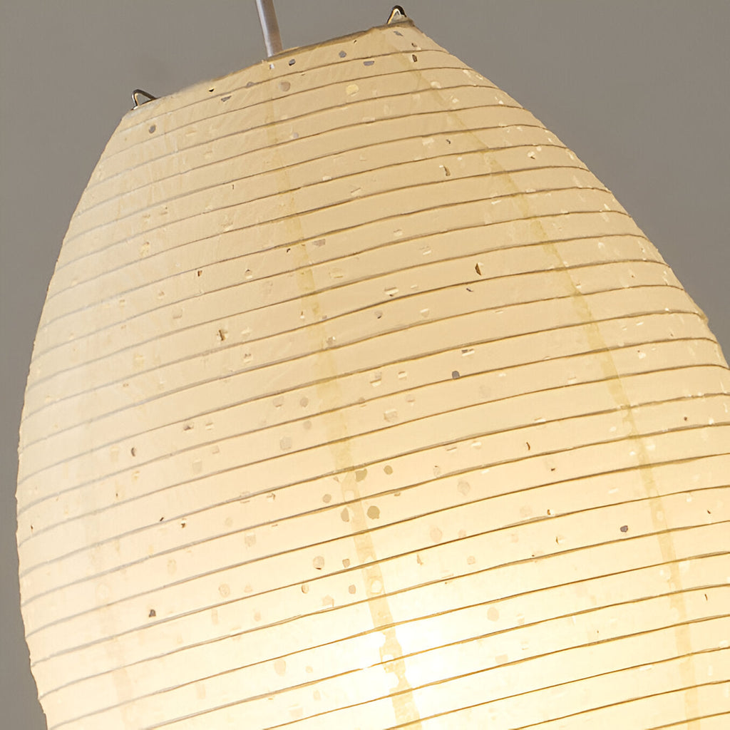 Traditional Japandi Wabi-Sabi Elliptical Paper Pendant Light