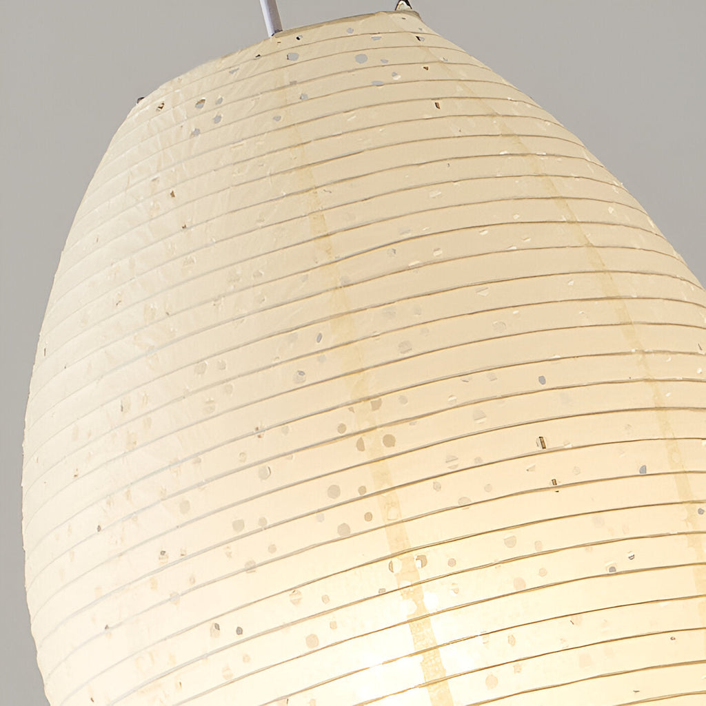 Traditional Japandi Wabi-Sabi Elliptical Paper Pendant Light