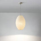 Traditional Japandi Wabi-Sabi Elliptical Paper Pendant Light
